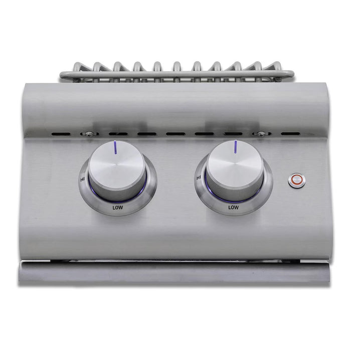 Blaze BLZ‑SB2‑LTE3‑LP LTE Plus Double Side Burner with Lights, Propane Gas Outdoor Side Burner, 24,000 BTU, Stainless Steel