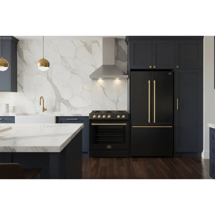 Forno 2-Piece Kitchen Appliance Package – 30-Inch Electric Range & 31-Inch Refrigerator in Black – FBDL-003-02US