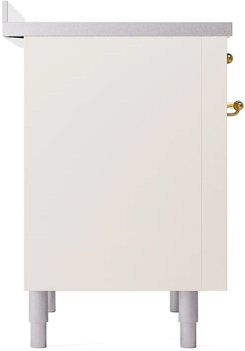Ilve UPI366NMPAWG 36 in Nostalgie II Induction Range, 6 Elements, Convection Oven, Antique White, Brass
