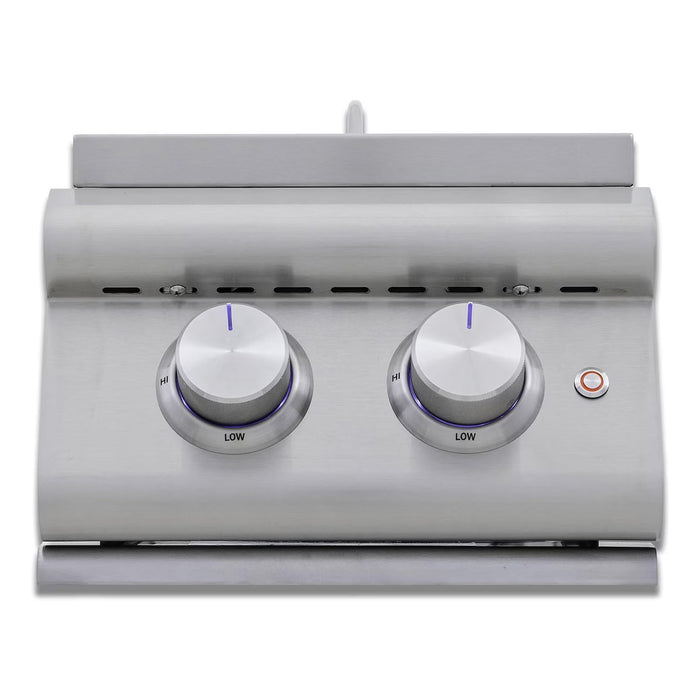 Blaze BLZ‑SB2‑LTE3‑LP LTE Plus Double Side Burner with Lights, Propane Gas Outdoor Side Burner, 24,000 BTU, Stainless Steel