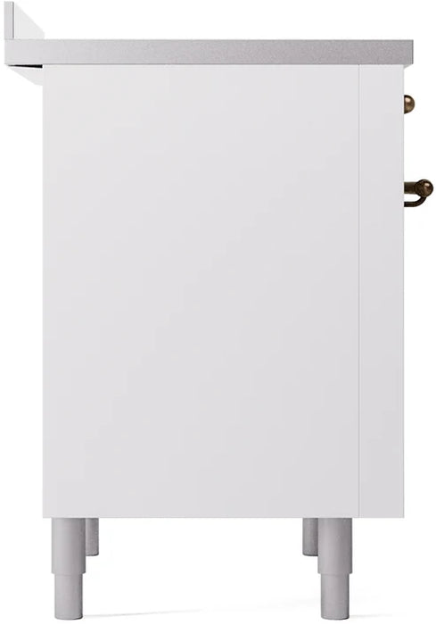 Ilve UPI366NMPWHB 36 in Nostalgie II Induction Range, 6 Elements, Triple Glass Door, White, Burnished Trim