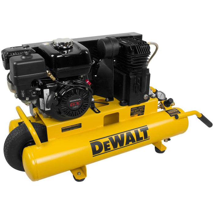 DeWalt 8-Gallon Wheelbarrow Style Air Compressor | 9.9 CFM @ 90 PSI | Honda GX160 Engine | Model DXCMTB5590856.SAN | Portable Gas-Powered Contractor-Grade Air Compressor
