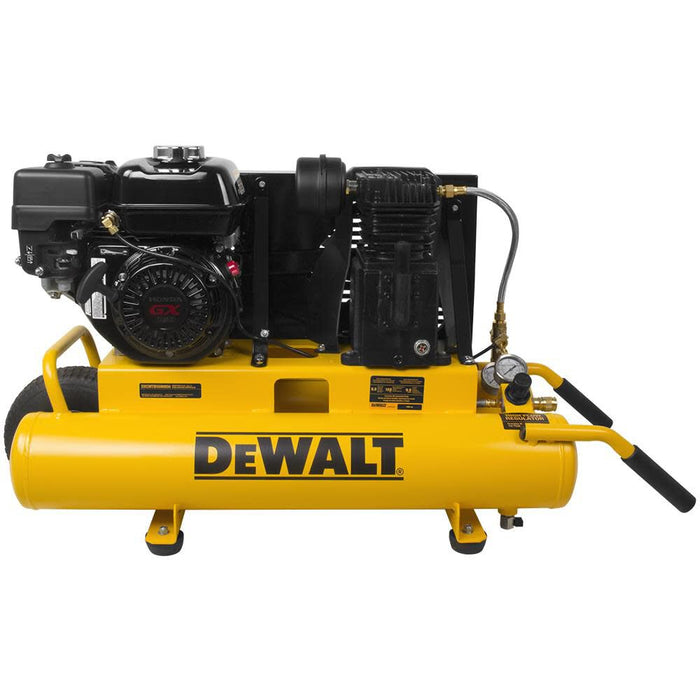 DeWalt 8-Gallon Wheelbarrow Style Air Compressor | 9.9 CFM @ 90 PSI | Honda GX160 Engine | Model DXCMTB5590856.SAN | Portable Gas-Powered Contractor-Grade Air Compressor