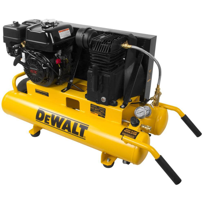 DeWalt 8-Gallon Wheelbarrow Style Air Compressor | 9.9 CFM @ 90 PSI | Honda GX160 Engine | Model DXCMTB5590856.SAN | Portable Gas-Powered Contractor-Grade Air Compressor