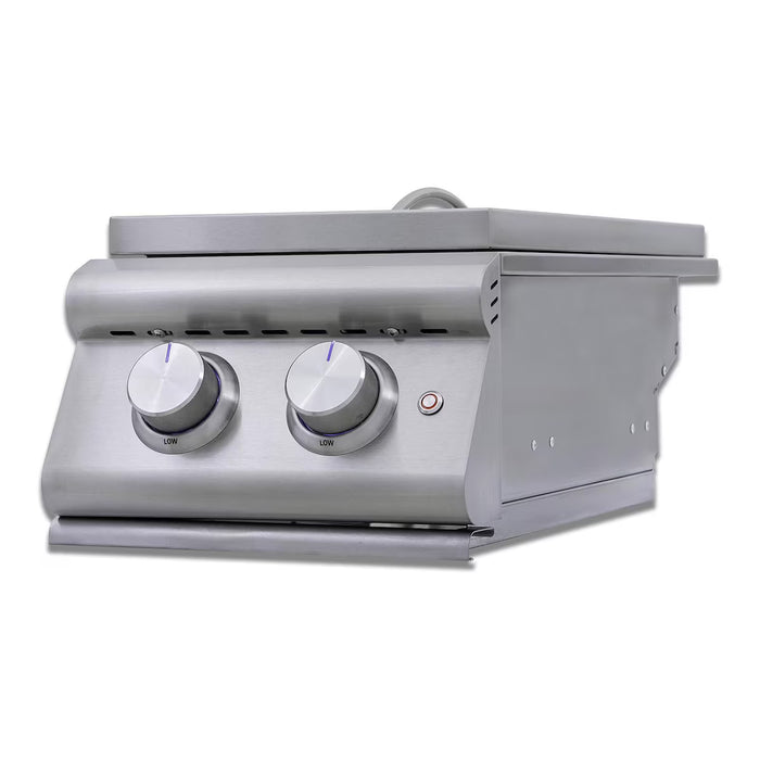 Blaze BLZ‑SB2‑LTE3‑LP LTE Plus Double Side Burner with Lights, Propane Gas Outdoor Side Burner, 24,000 BTU, Stainless Steel