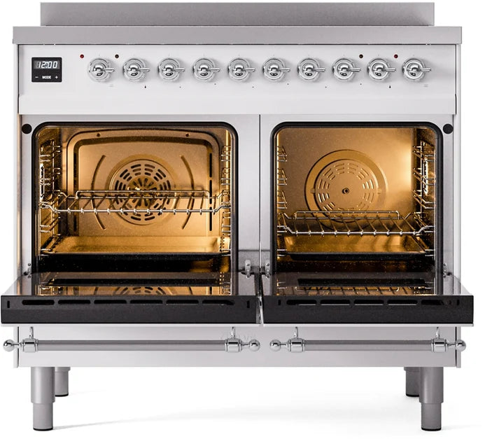 Ilve UPDI406NMPWHC 40 in Nostalgie II Induction Range, 6 Elements, Double Oven, White, Chrome