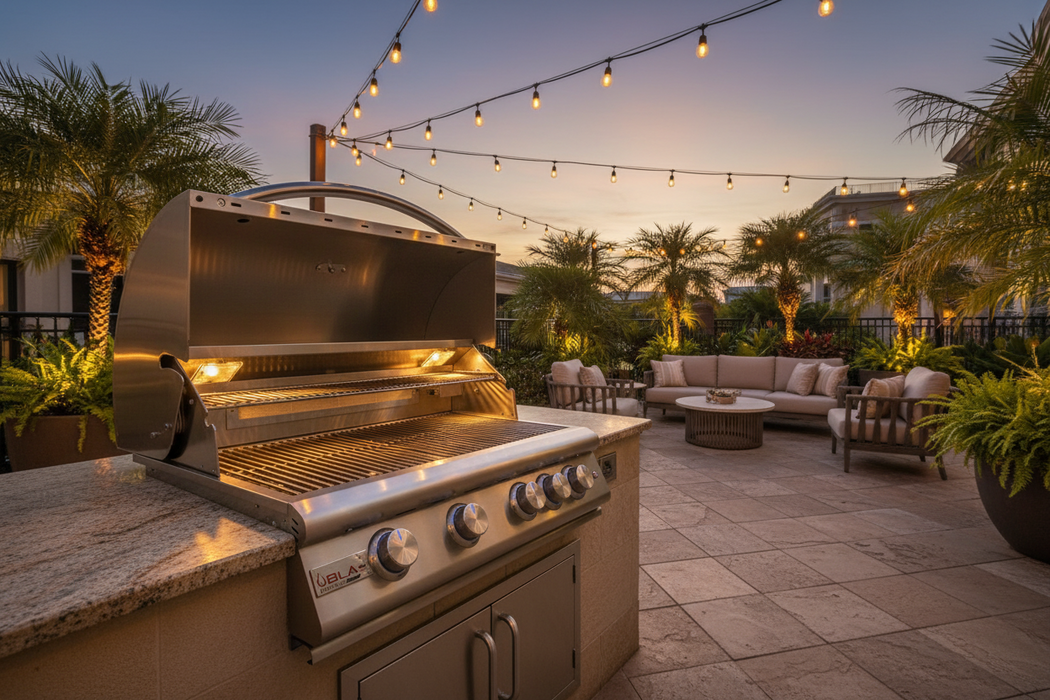 Blaze BLZ-4LTE3MG-NG 32" 4-Burner Built-In Marine Grade Natural Gas Grill, 66,000 BTU, 316L Stainless Steel LTE Plus with Lights & Infrared Rear Burner