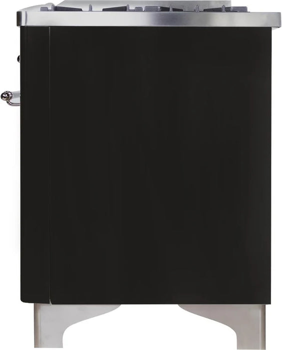 Ilve UM09FDNS3MGC Majestic II 36-Inch Freestanding Dual Fuel Range with 6 Sealed Black Brass Burners, Griddle, Electric Convection Oven, TFT Display, Warming Drawer – Matte Graphite with Chrome Trim