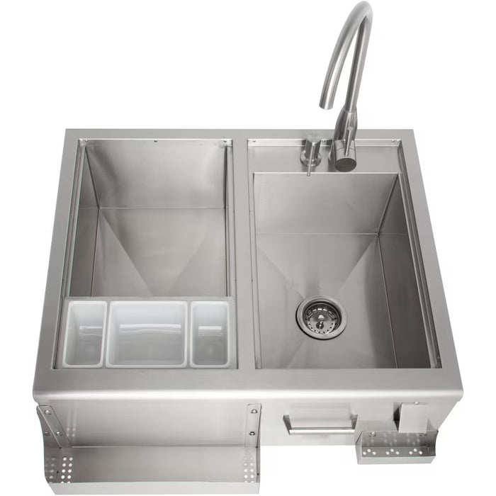 Blaze BLZ‑30CKT‑SNK 30" Outdoor Beverage Center with Sink & Ice Bin Cooler, Stainless Steel Outdoor Kitchen Accessory