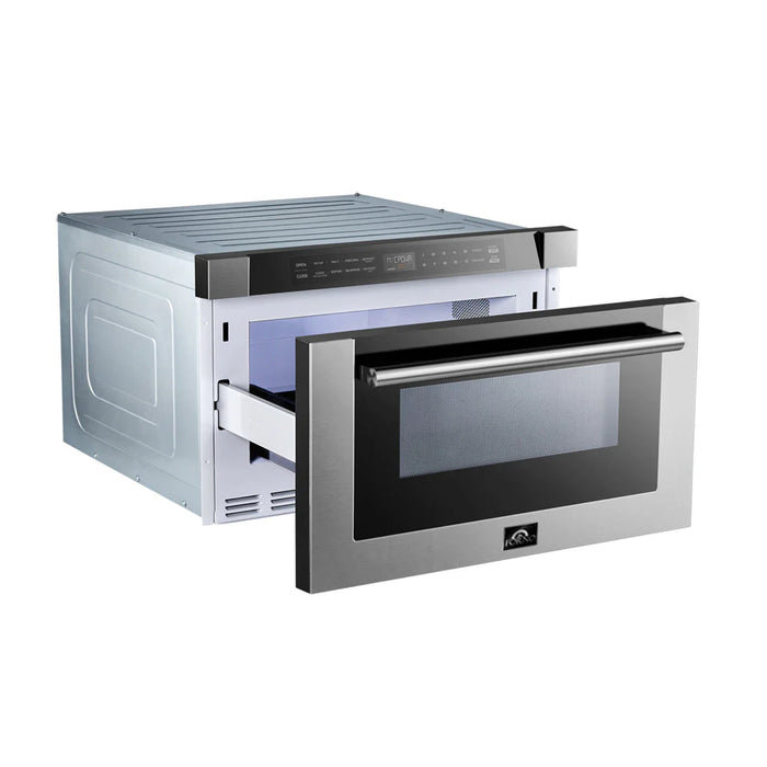 Forno Capoliveri FMWDR3000‑24 24″ Built‑In Microwave Drawer – Stainless Steel with Stainless Steel Handles, 1.2 cu ft, 1000 W, Touch Controls