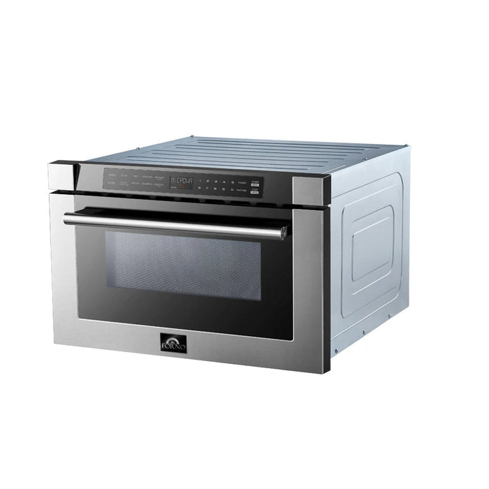 Forno Capoliveri FMWDR3000‑24 24″ Built‑In Microwave Drawer – Stainless Steel with Stainless Steel Handles, 1.2 cu ft, 1000 W, Touch Controls