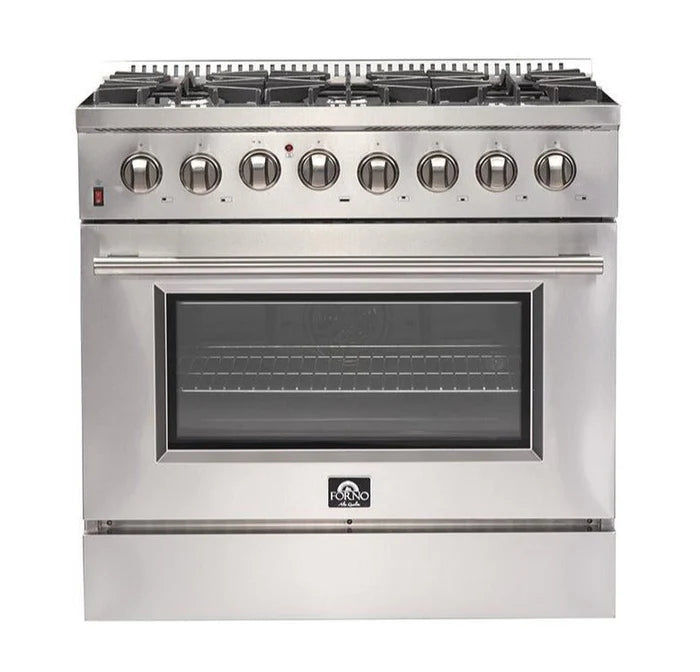 Forno Premium Kitchen Appliance Package – 36″ Freestanding Dual Fuel Range + 36″ French Door Refrigerator + 24″ Built-In Dishwasher