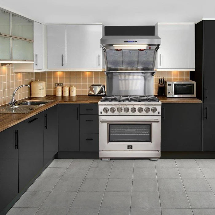 Forno Premium Kitchen Appliance Package – 36″ Freestanding Dual Fuel Range + 36″ French Door Refrigerator + 24″ Built-In Dishwasher