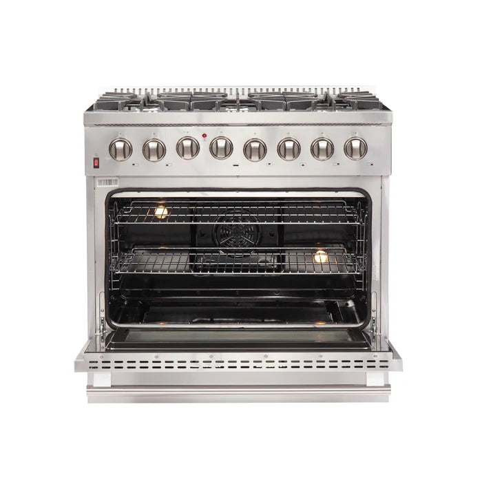 Forno Premium Kitchen Appliance Package – 36″ Freestanding Dual Fuel Range + 36″ French Door Refrigerator + 24″ Built-In Dishwasher