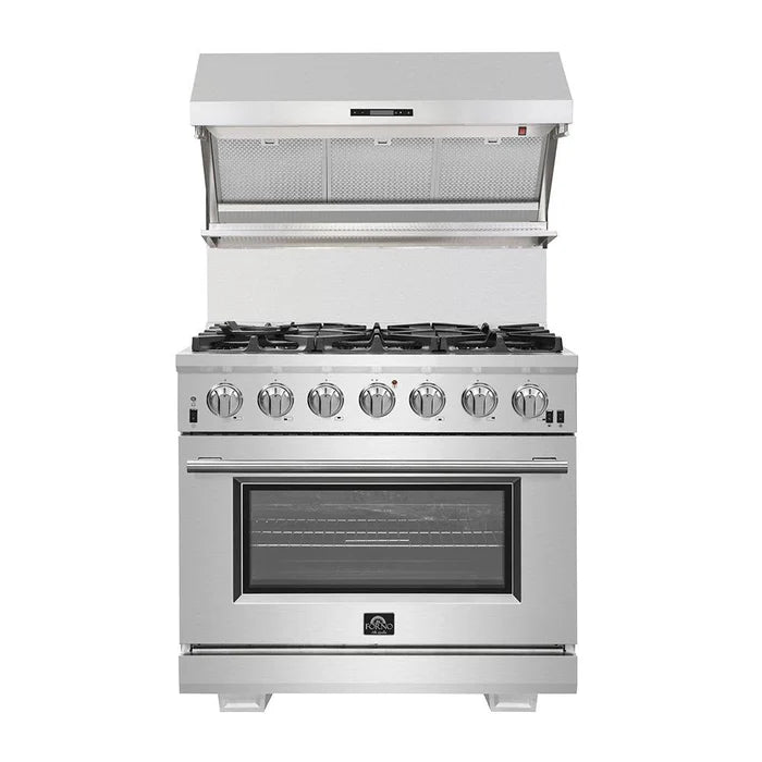 Forno Savona 36″ Wall‑Mounted Range Hood – 36″ Heavy-Duty Stainless Steel Ventilation Hood with Hybrid Filters & Backsplash (FRHWM5029-36HB)