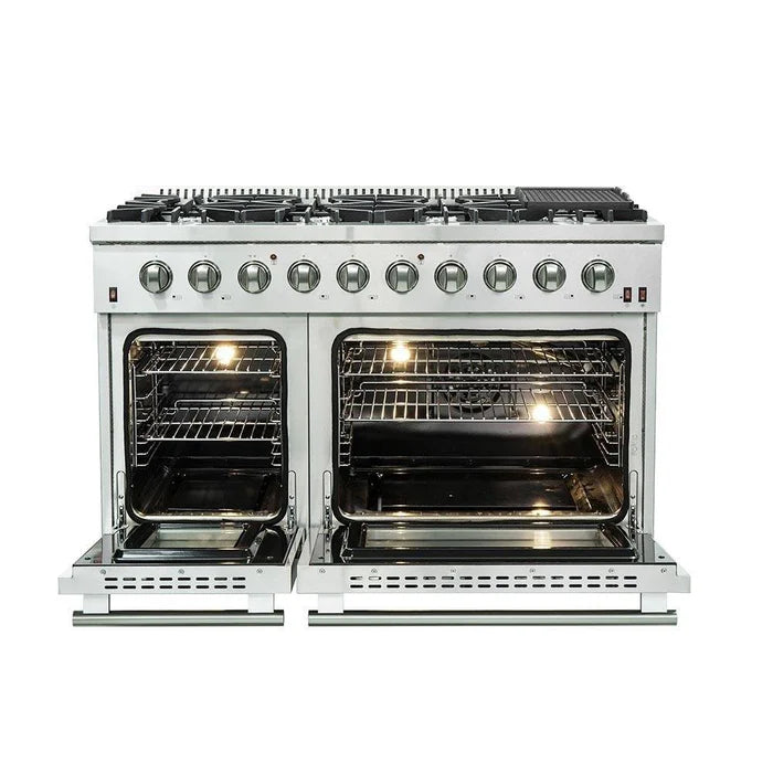 Forno 2-Piece Kitchen Appliance Package – 48″ Gas Range with Griddle + 60″ Built-In Column Refrigerator – FBDL-018-03CAUS