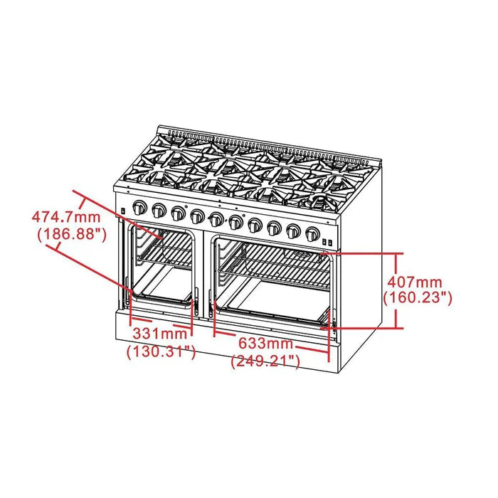 Forno 2-Piece Professional Kitchen Appliance Package – 48-Inch Gas Range & 60-Inch Built-In Refrigerator – FBDL-005-01CAUS