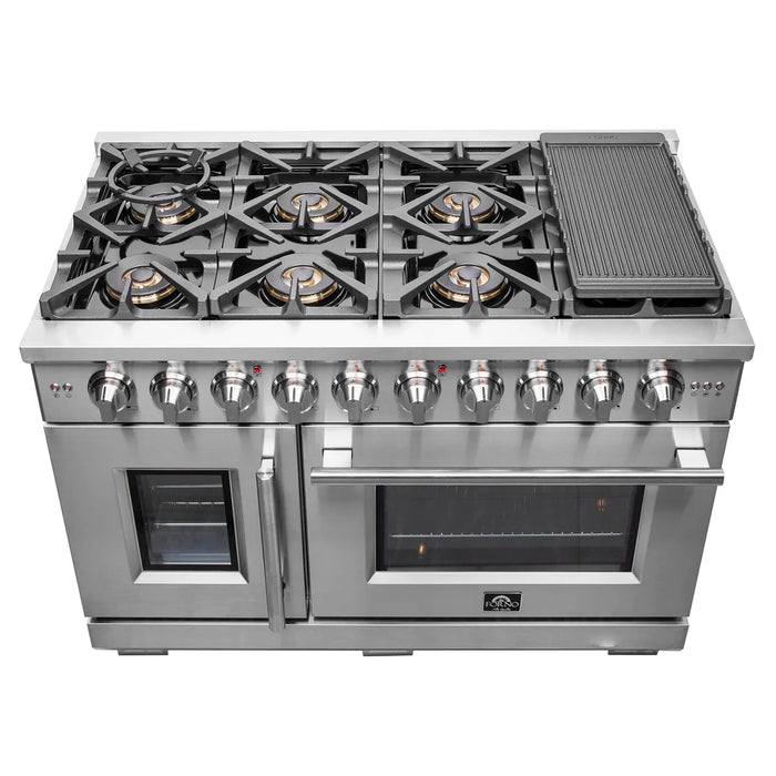 Forno Capriasca FFSGS6460-48 48" Freestanding French Door Gas Range, Stainless Steel