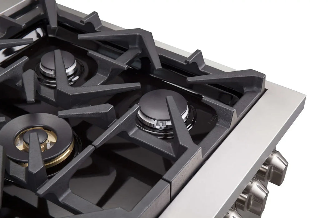 Forno Massimo FFSGS6325-30 30" Stainless Steel French Door Dual Fuel Range, 5 Sealed Burners, 4.32 cu. ft. True Convection Oven