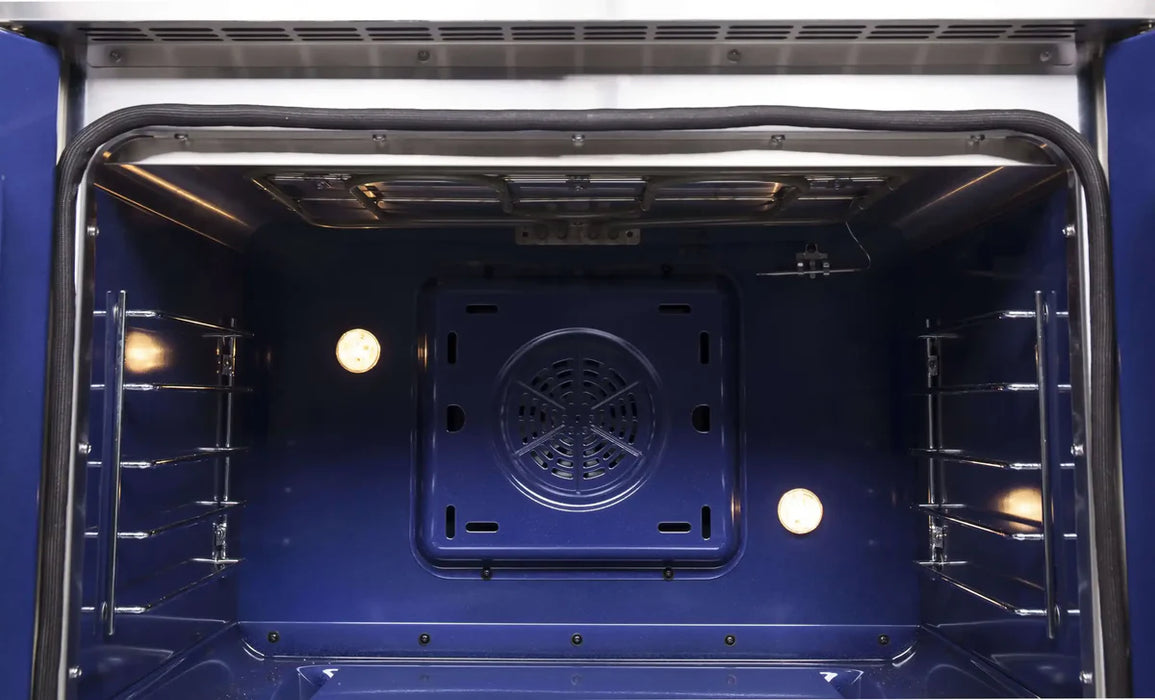 Forno Massimo FFSGS6325-30 30" Stainless Steel French Door Dual Fuel Range, 5 Sealed Burners, 4.32 cu. ft. True Convection Oven