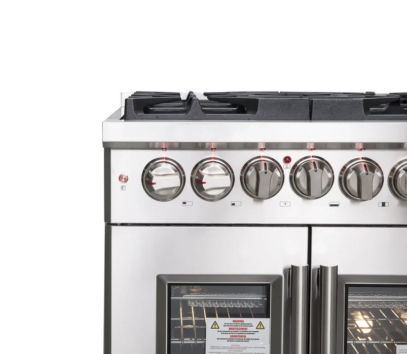 Forno Massimo FFSGS6325-30 30" Stainless Steel French Door Dual Fuel Range, 5 Sealed Burners, 4.32 cu. ft. True Convection Oven