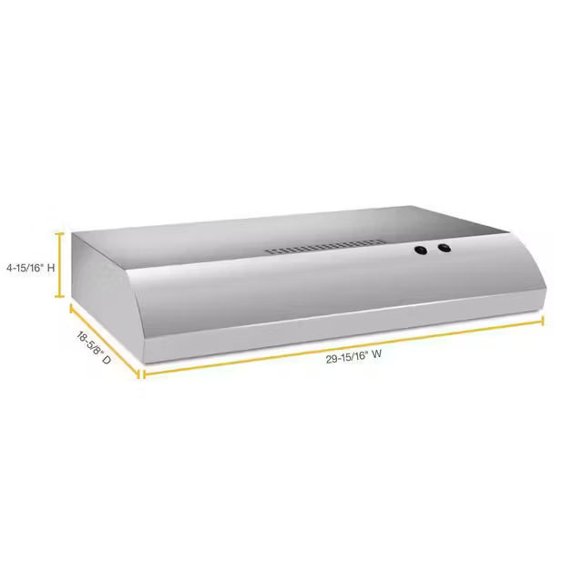 Whirlpool UXT4030ADS 30" Under-Cabinet Range Hood with FIT System – 2.72 Sones, Stainless Steel