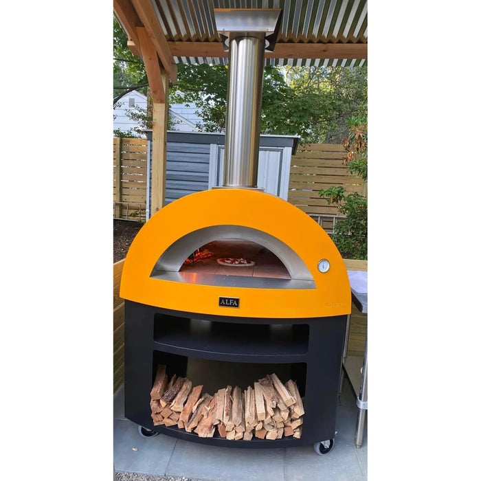 Alfa Moderno 3 Pizze Wood‑Fired Outdoor Pizza Oven FXMD‑3P‑LGIA – Fire Yellow