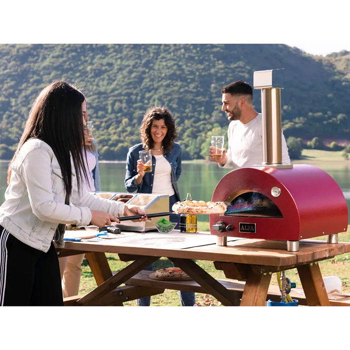 Alfa Moderno Portable Pizza Oven FXMD-PT-GROA-U – Antique Red, 1-Pizza, Propane, 1000 °F