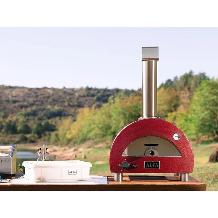 Alfa Moderno Portable Pizza Oven FXMD-PT-GROA-U – Antique Red, 1-Pizza, Propane, 1000 °F