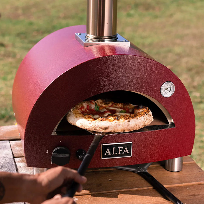 Alfa Moderno Portable Pizza Oven FXMD-PT-GROA-U – Antique Red, 1-Pizza, Propane, 1000 °F