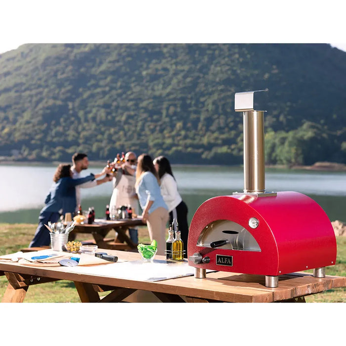 Alfa Moderno Portable Pizza Oven FXMD-PT-GROA-U – Antique Red, 1-Pizza, Propane, 1000 °F