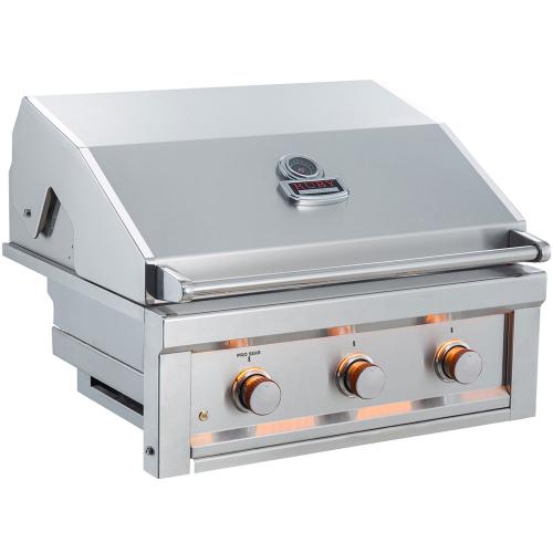 Ruby 30" 3 Burner Pro-Sear w/LED Lights, High Heat Searing Grate Natural Gas