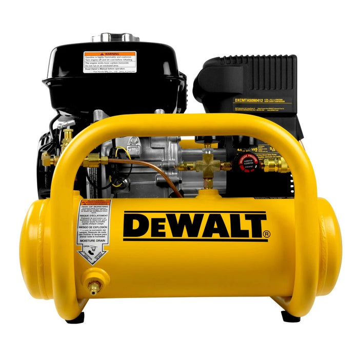 DeWalt 4-Gallon Pontoon Style Air Compressor | 5.0 CFM @ 90 PSI | Honda GX160 Engine | Model DXCMTA5590412.SAN | Portable Gas-Powered Contractor-Grade Air Compressor