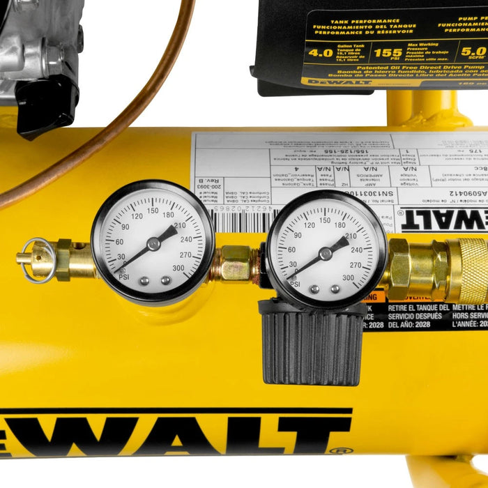 DeWalt 4-Gallon Pontoon Style Air Compressor | 5.0 CFM @ 90 PSI | Honda GX160 Engine | Model DXCMTA5590412.SAN | Portable Gas-Powered Contractor-Grade Air Compressor