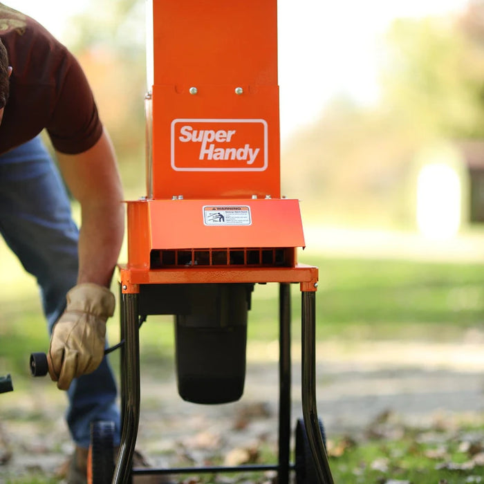 Super Handy GUO056 Electric Leaf Mulcher 120V – 11" 3‑Blade, 17:1 Reduction, Steel Housing
