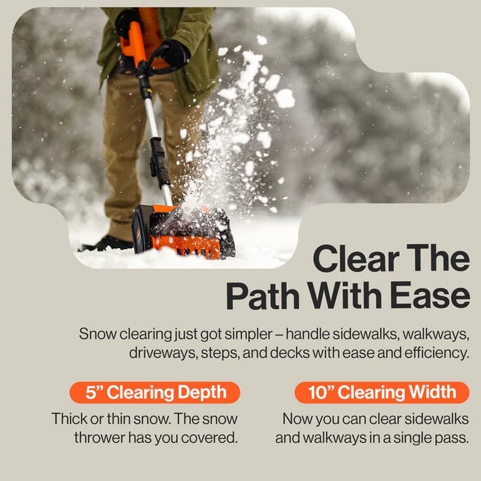 Super Handy GUT055 Cordless Snow Thrower 20V – 10" Clearing Width, 2Ah Battery