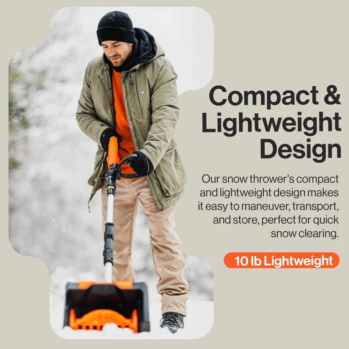 Super Handy GUT055 Cordless Snow Thrower 20V – 10" Clearing Width, 2Ah Battery
