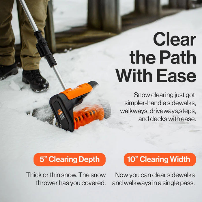 Super Handy GUT132 Electric Snow Thrower – 20V 4Ah Battery, 10" Clearing Width, 25 ft Throw