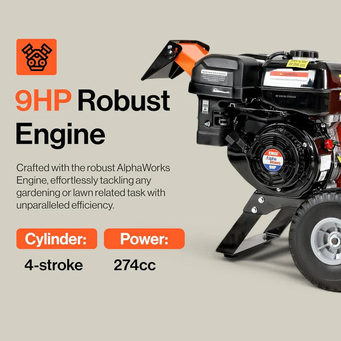 Super Handy GUO148 Wood Chipper / Mulcher 9HP Gas Engine – 4″ Capacity, Compact Design
