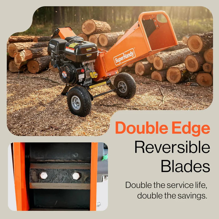 Super Handy GUO148 Wood Chipper / Mulcher 9HP Gas Engine – 4″ Capacity, Compact Design