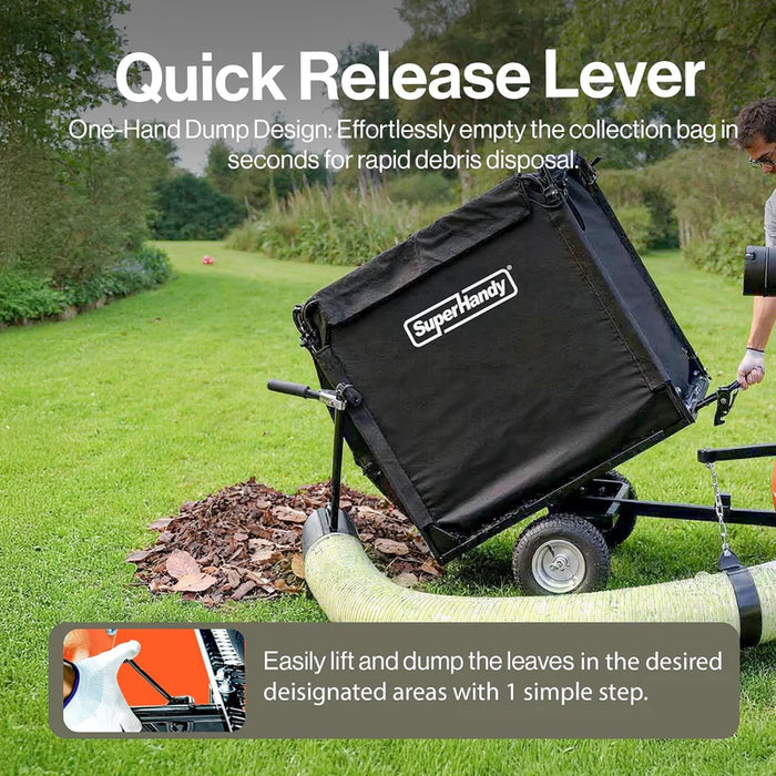 Super Handy GUO142 Tow‑Behind Leaf and Lawn Vacuum 15HP Gas Engine – 180-Gallon Collection, Electric Start