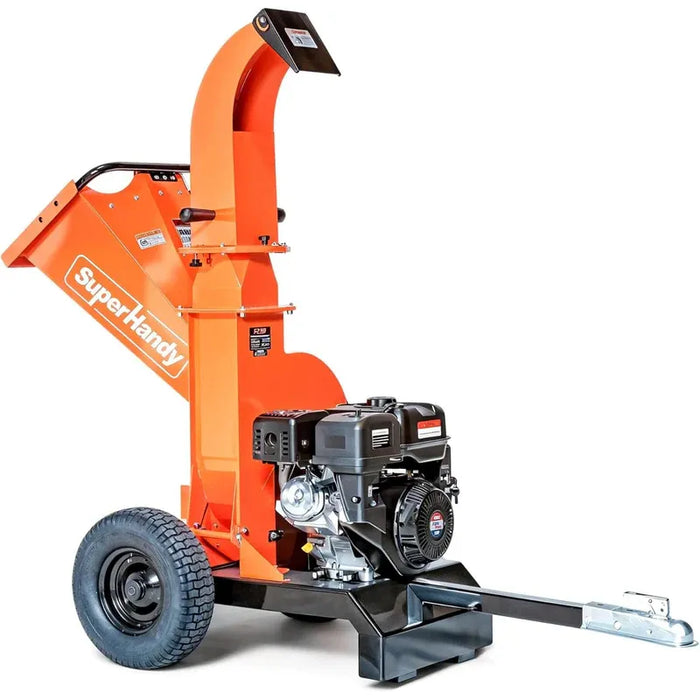 Super Handy GUO141 Tow‑Behind Wood Chipper 15HP Gas Engine – 4″ Capacity, Electric Start, 2″ Hitch Coupler