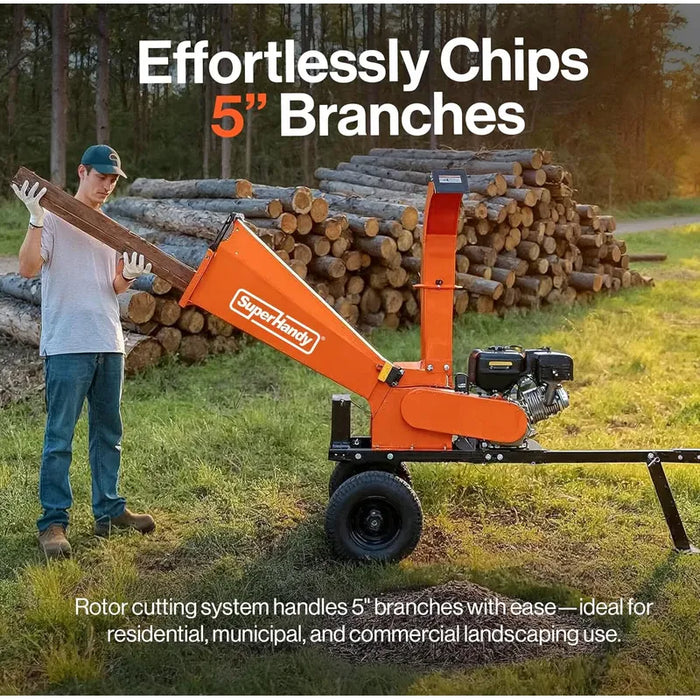 Super Handy GUO140 Tow-Behind Wood Chipper 15HP Gas Engine – 5" Capacity, ATV Compatible