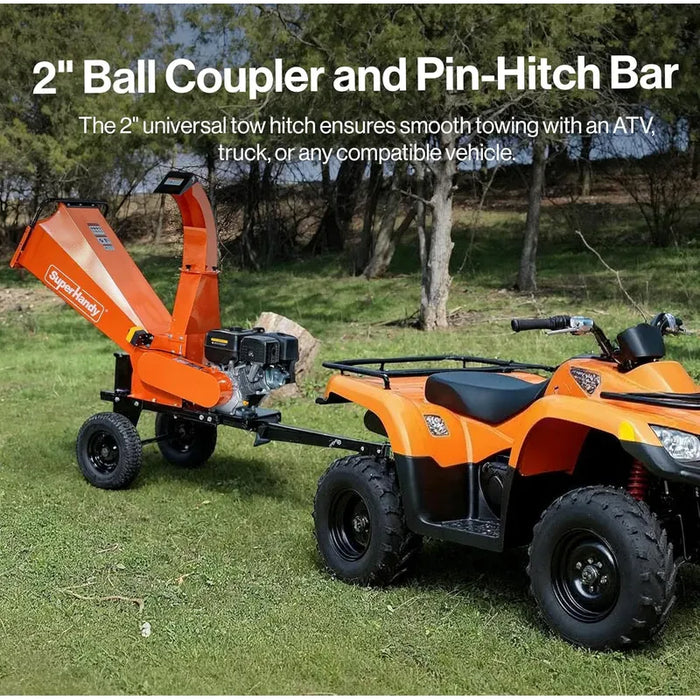 Super Handy GUO140 Tow-Behind Wood Chipper 15HP Gas Engine – 5" Capacity, ATV Compatible