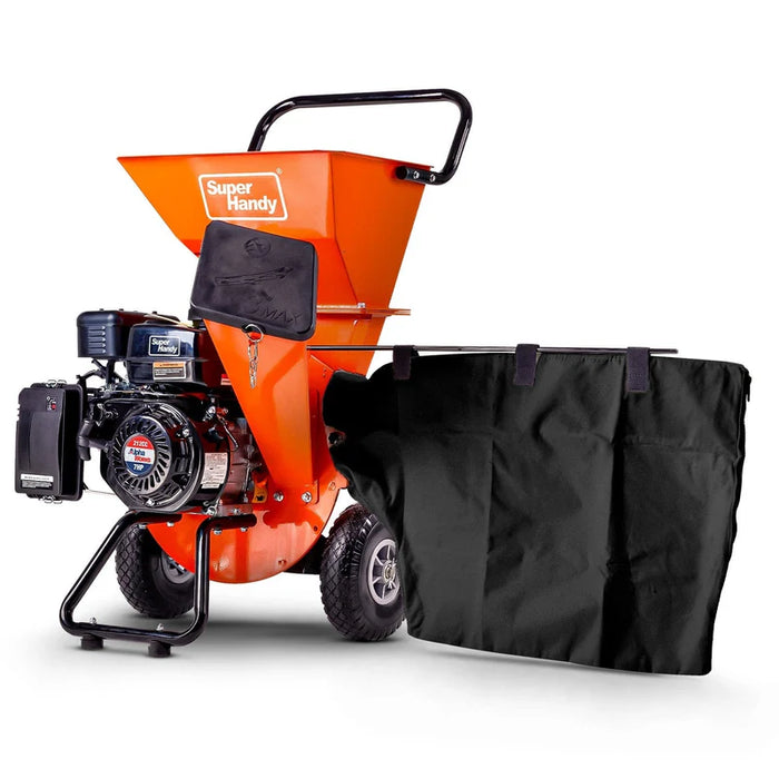 Super Handy GUO019 3‑in‑1 Wood Chipper / Shredder / Mulcher 7HP Gas – 3″ Branch Capacity