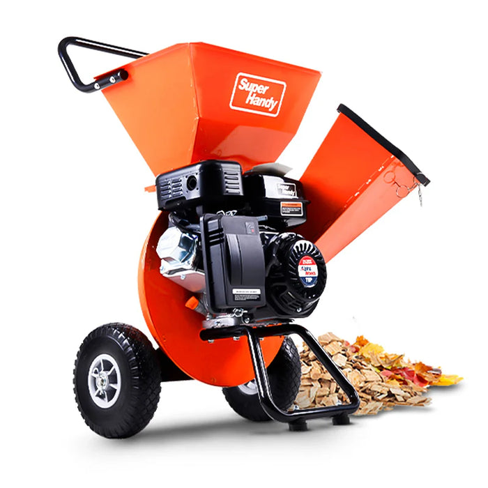 Super Handy GUO019 3‑in‑1 Wood Chipper / Shredder / Mulcher 7HP Gas – 3″ Branch Capacity