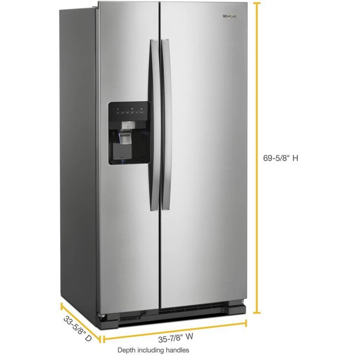 Whirlpool WRS315SDHM 24.6 Cu. Ft. Side-by-Side Refrigerator – Monochromatic Stainless Steel