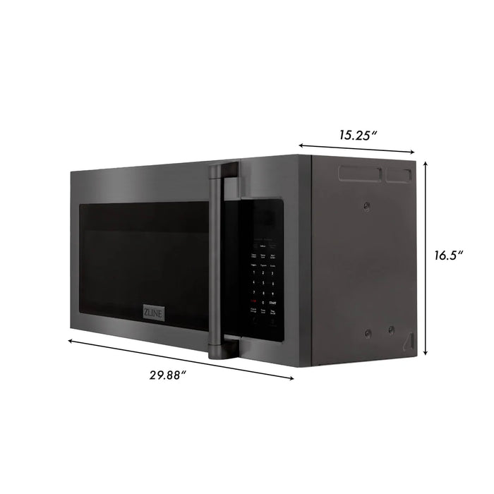 ZLINE MWO-OTR-H-30-BS 30 in Over-the-Range Convection Microwave Oven, 1.5 Cu. Ft., Black Stainless Steel