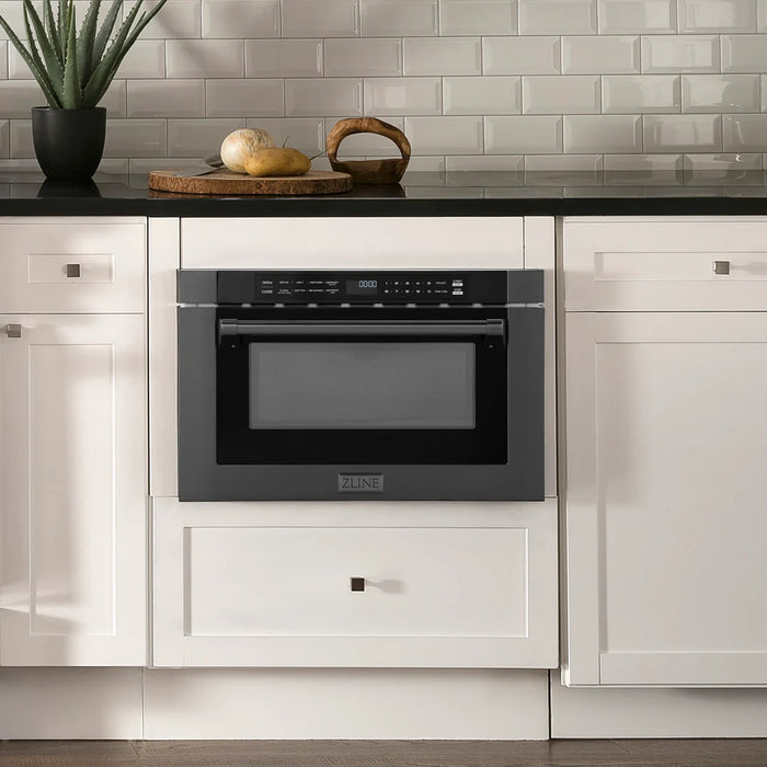 ZLINE MWD-1-BS-H 24 in Built-In Microwave Drawer, 1.2 Cu. Ft., Black Stainless Steel