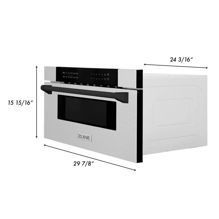 ZLINE MWDZ-30-SS-MB 30 in Built-In Microwave Drawer, 1.2 Cu. Ft., Fingerprint Resistant Stainless Steel, Matte Black Accents